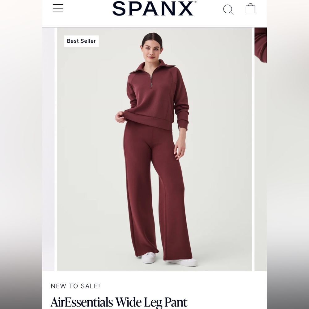 SPANX Air Essentials Wide Leg Pants AND Half Zip Up (Matching Set)